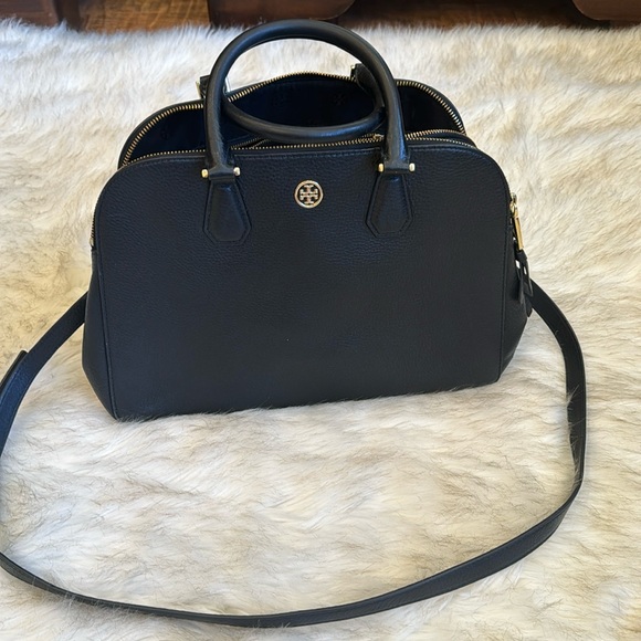 Tory Burch Double Zip Black black Pebbled Leather Bag - Picture 2 of 9
